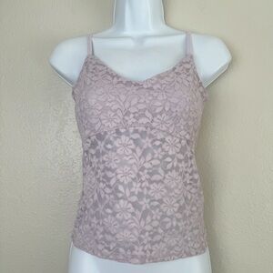 Hollister purple lace semi-sheer tank top M